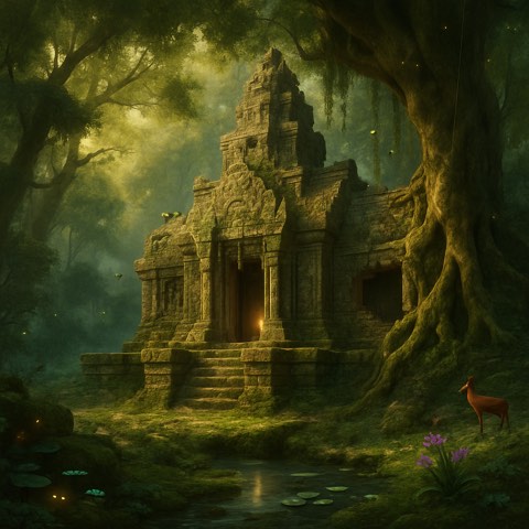 A layered visual scene demonstrating subject, environment, depth, light, and finish