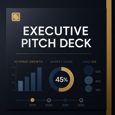 A restrained executive presentation slide with a clear conceptual hero visual
