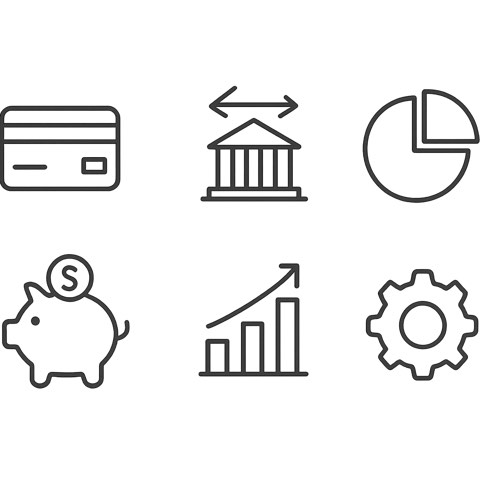 A coordinated line-icon exploration showing repeated geometry and visual weight