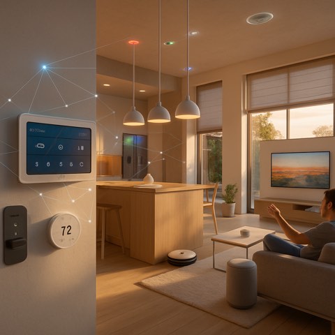 A coordinated home interior concept showing product placement, space, and light