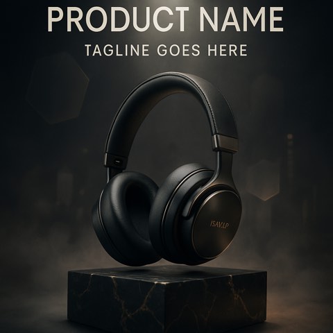 A polished fictional product photography concept with dramatic campaign lighting