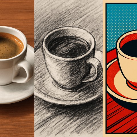 One recognizable subject interpreted through several controlled visual styles